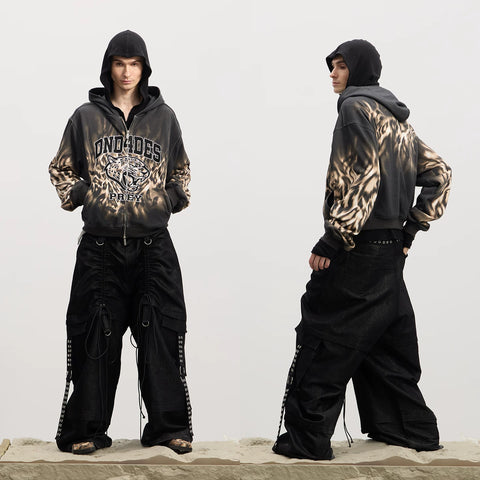 DND4DES original deconstruction design, ium Reebok pants with adjustable pleats, strap pockets, workwear jeans