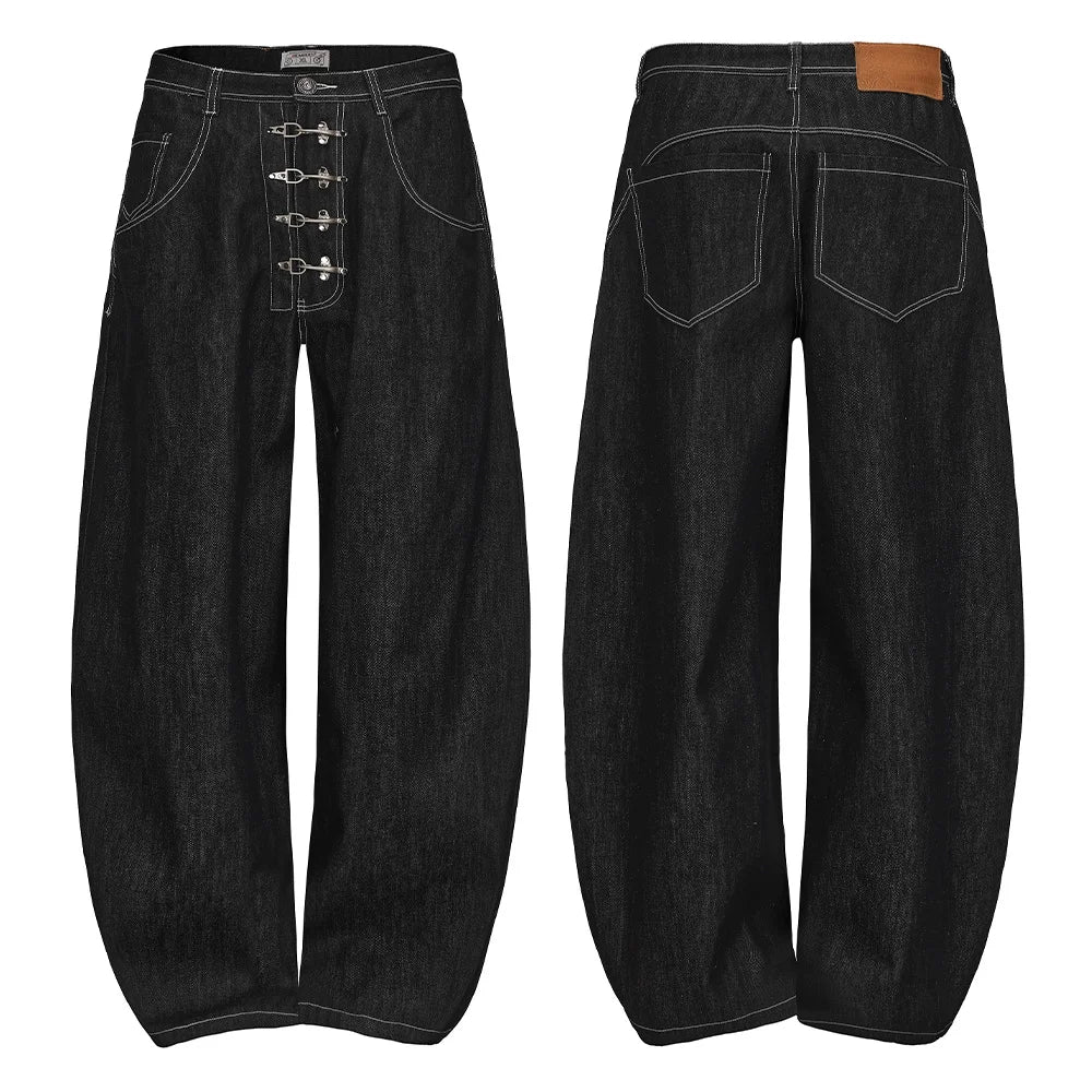 Mu Zhicheng, Wang Yiheng, Same Style DND4DES American Street Dening Original Bull Airplane Buckle Baggy Curved Knife Jeans
