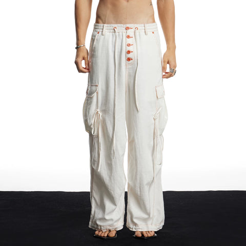 DND4DES cleanfit linen breathable and skin friendly commuting wide leg pants with multiple pockets and a hanging feel straight leg pants