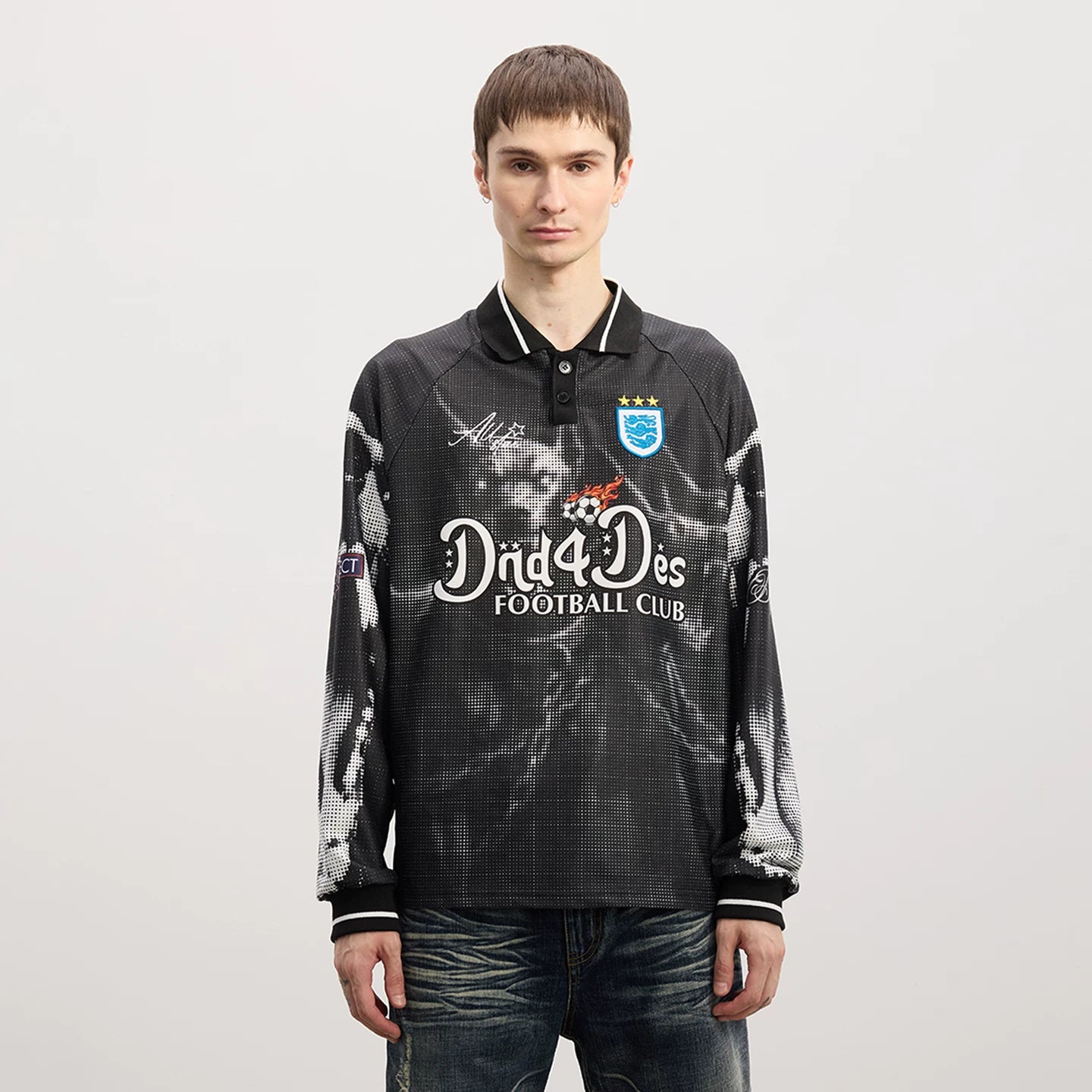 DND4DES American Blokecore Hellhound Printed Sports Collar Long Sleeve T-shirt Shirt Speed Drying Soccer Suit
