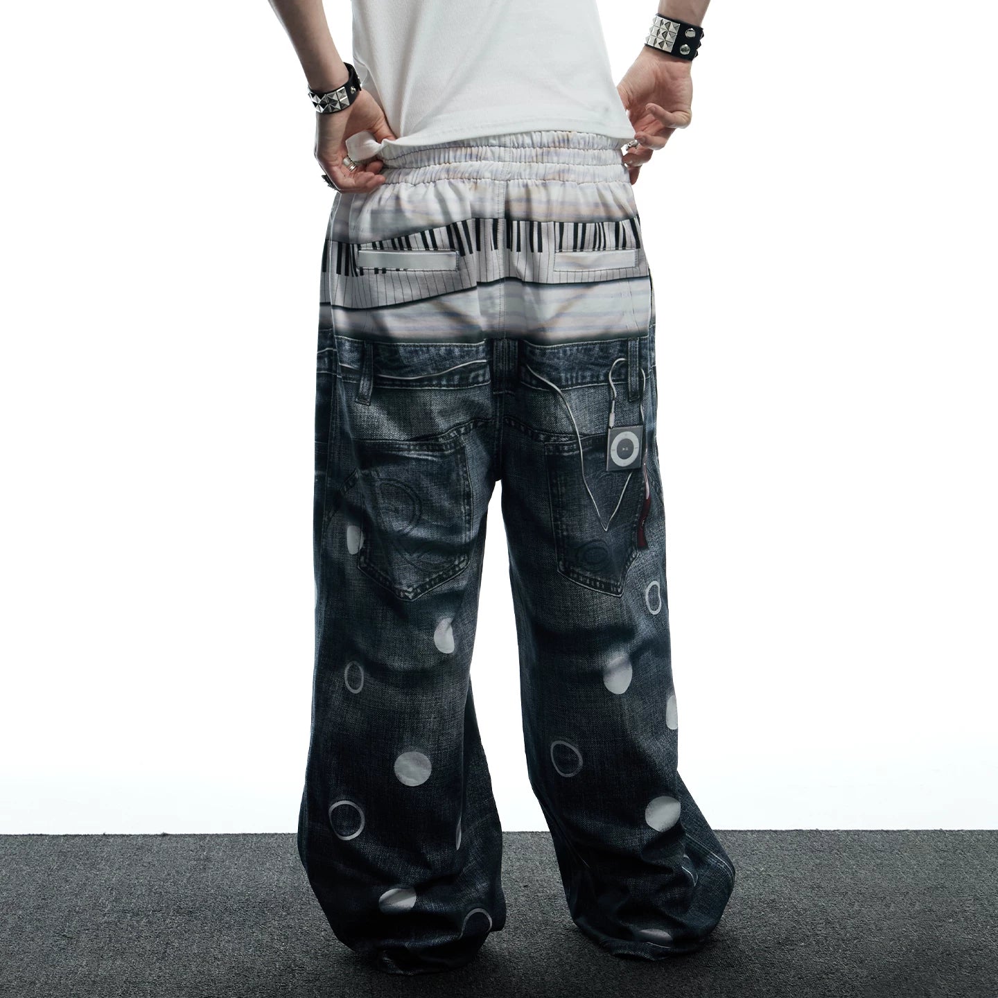 DND4DES original American polka dot 3D printed tie casual design baggy silhouette casual knitted pants