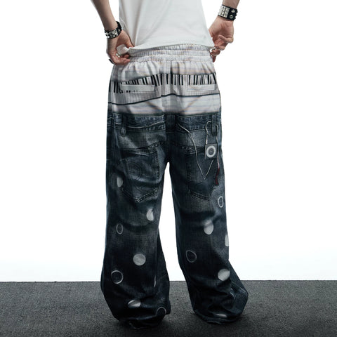 DND4DES original American polka dot 3D printed tie casual design baggy silhouette casual knitted pants