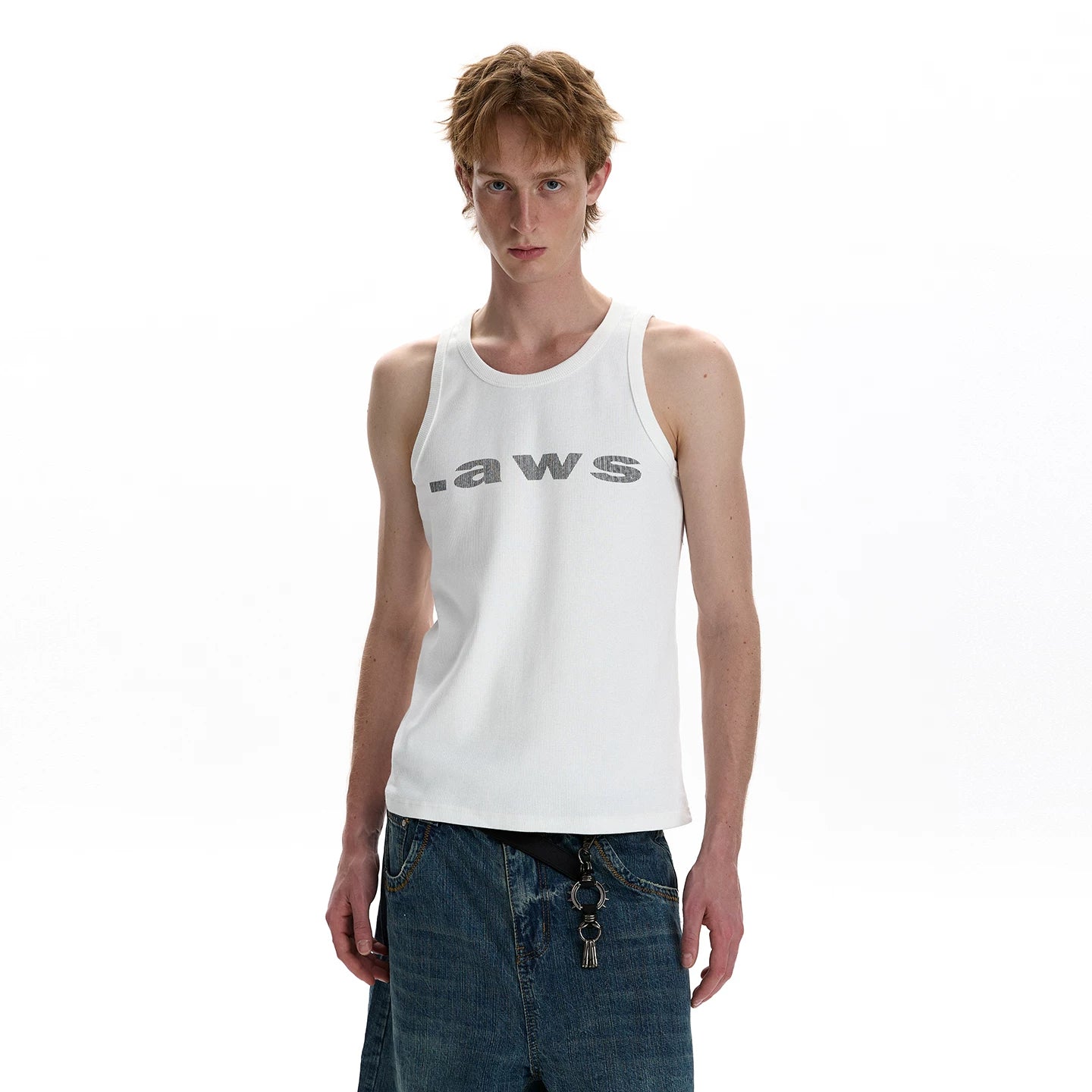 A PUEE thread letter printed tight fitting vest cleanfit minimalist casual summer breathable sweatshirt T-shirt trendy