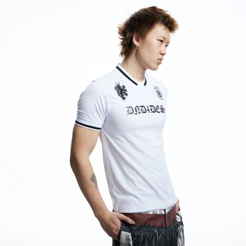 DND4DES American Street Retro Jersey Gothic Alphabet Printed Mesh Breathable T-shirt