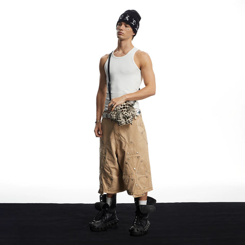 DND4DES American street design, casual heavy industry, versatile, vintage, loose workwear, cropped pants, shorts