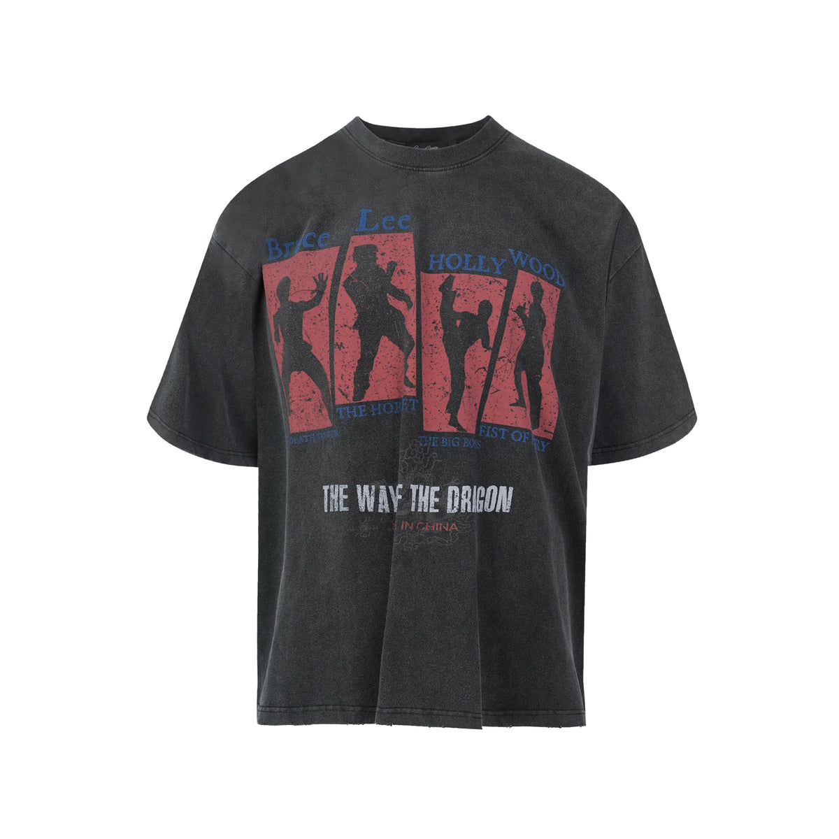 HC/HermitCreate Bruce Lee 2.0 Vintage Printed Vintage Washed Short Sleeve T-shirt Heavy Weight