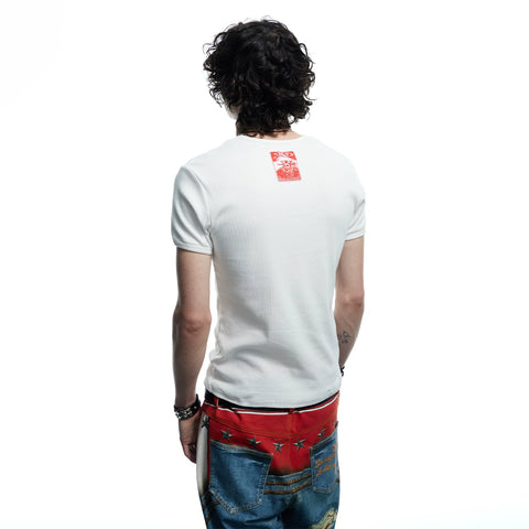 DND4DES American Street Hip Hop Short Sleeve Tight Elastic Skull Print Slimming Bottom Thread T-shirt