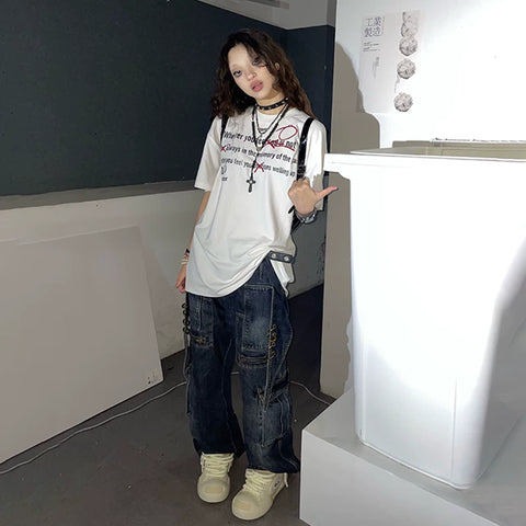 Nine ring big knife pants jeans retro straight tube DND4DES original youth trend black pants