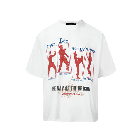 HC/HermitCreate Bruce Lee 2.0 Vintage Printed Vintage Washed Short Sleeve T-shirt Heavy Weight