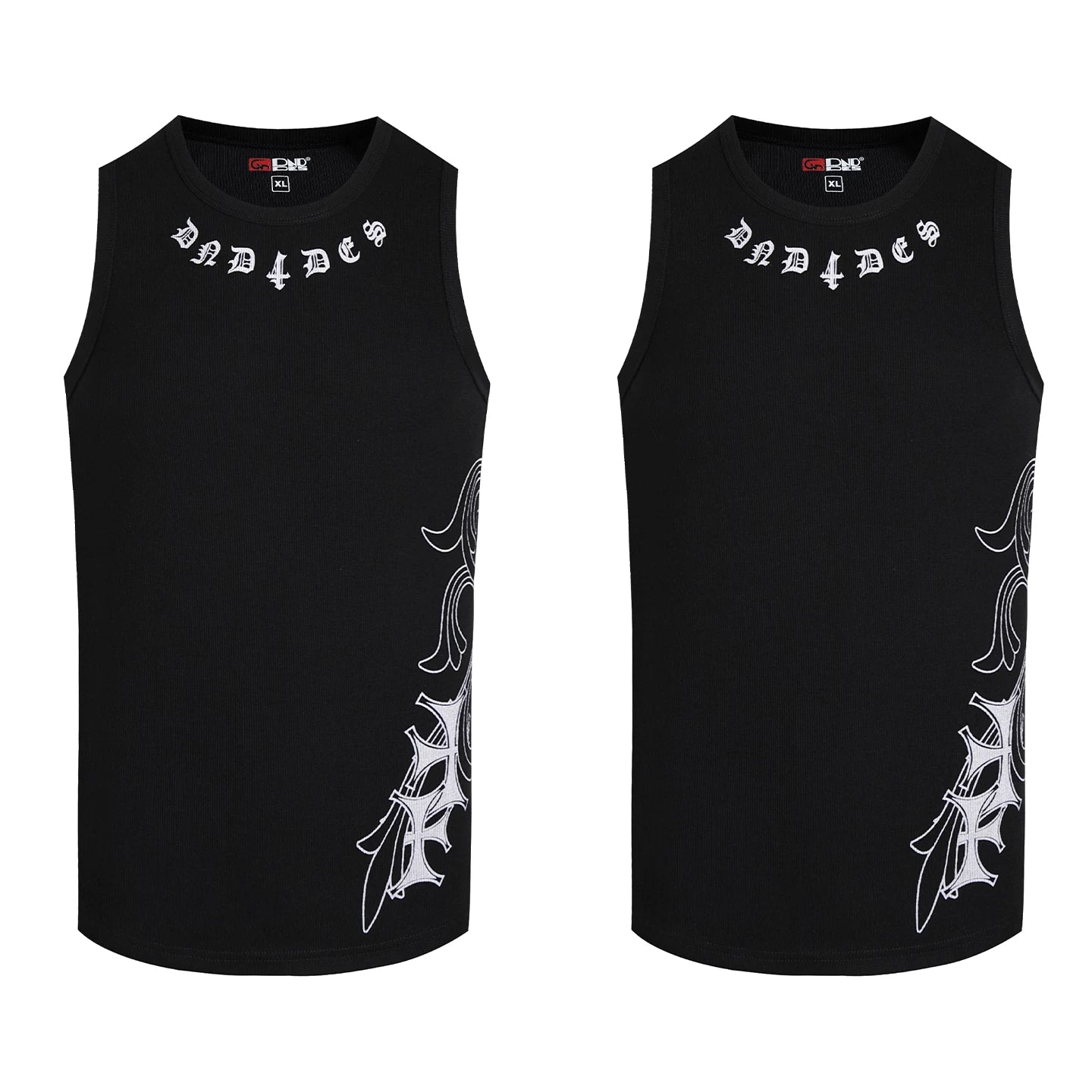 DND4DES Deng Kai Same Style American Street Hip Hop Tight Elastic Honeysuckle Cross Printed Tank Top Multi Color