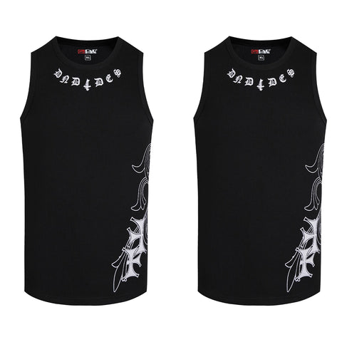DND4DES Deng Kai Same Style American Street Hip Hop Tight Elastic Honeysuckle Cross Printed Tank Top Multi Color