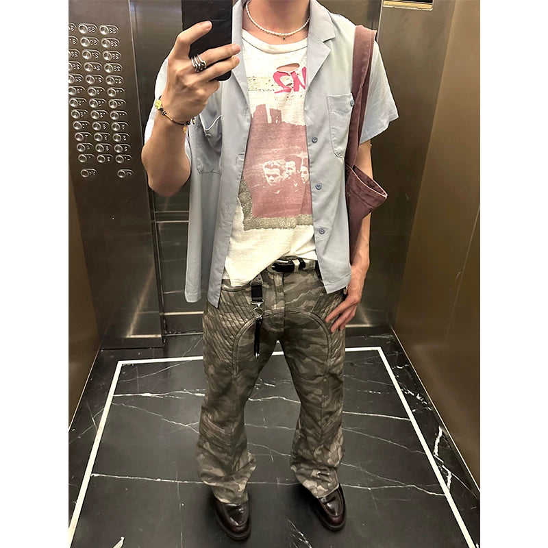DND4DES Waste Soil Wind Original Heavy Industry Used Mud Stained Camouflage Work Pants Straight Tube Micro Pull