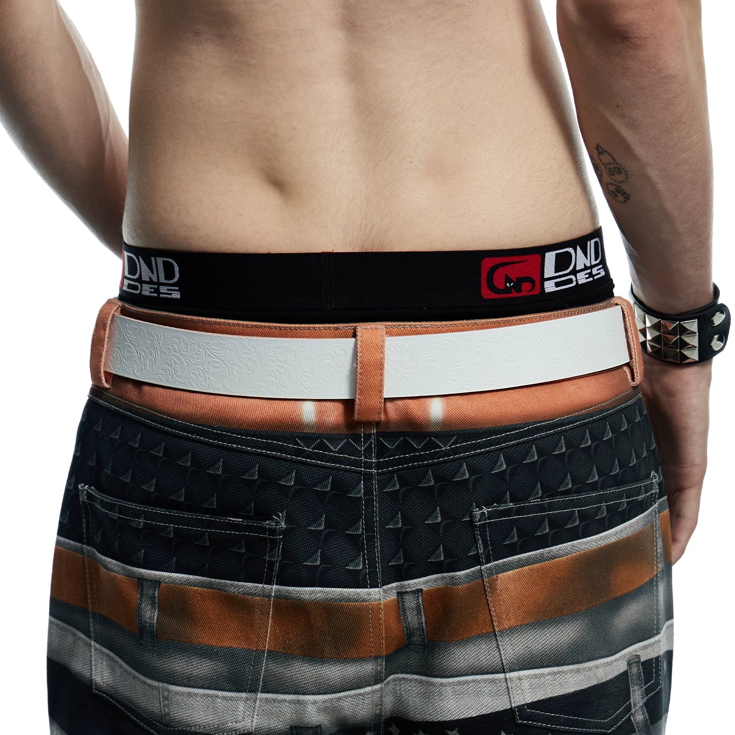 DND4DES Mu Zhicheng's same retro honeysuckle pattern buckle head carved heavy industry head layer cowhide leather belt waist belt