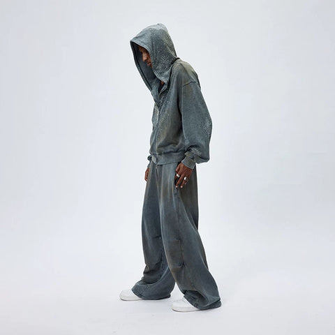 DND4DES American washed hooded sweatshirt, Wang Yiheng's same style, made of old mud dyed cotton loose jacket