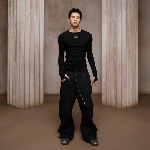 DND4DES American retro design, curved long breasted baggy silhouette, curved knife wool blend sweatpants, long pants