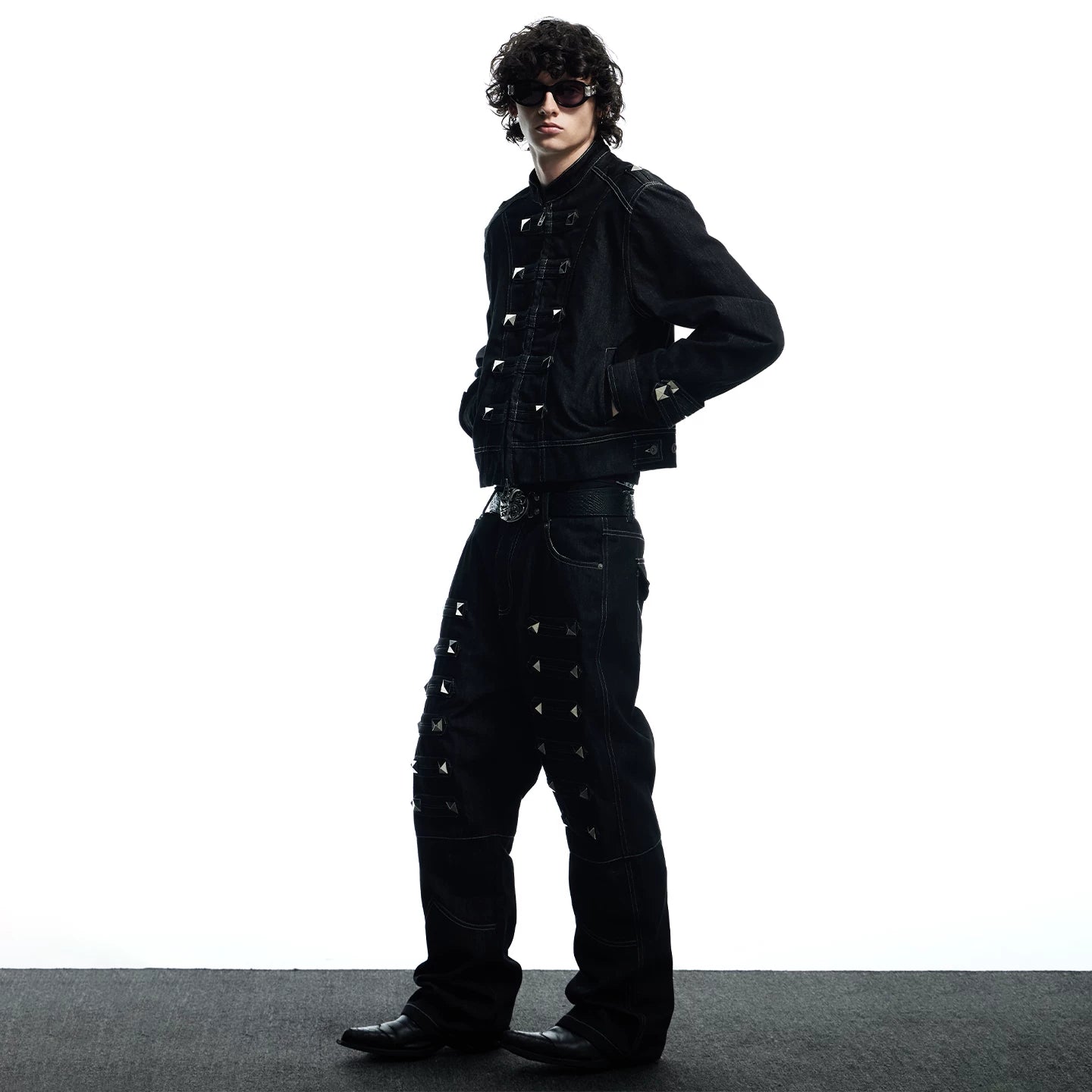 DND4DES Street Palace Style Subculture Punk Heavy Industry Design Sense Original Cow Straight Tube Micro Pull denim jeans