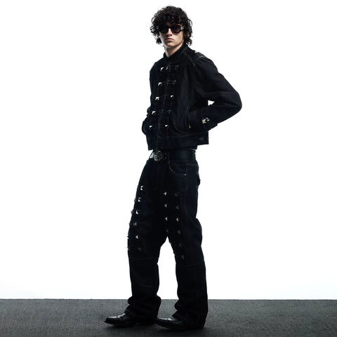 DND4DES Street Palace Style Subculture Punk Heavy Industry Design Sense Original Cow Straight Tube Micro Pull denim jeans