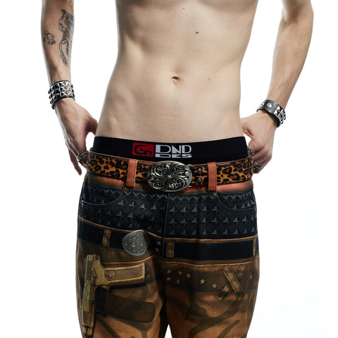 DND4DES Retro Honeysuckle Pattern Customized Belt Head, Horse Hair Leopard Pattern Belt Head Layer, Leather Leather Belt, Belt