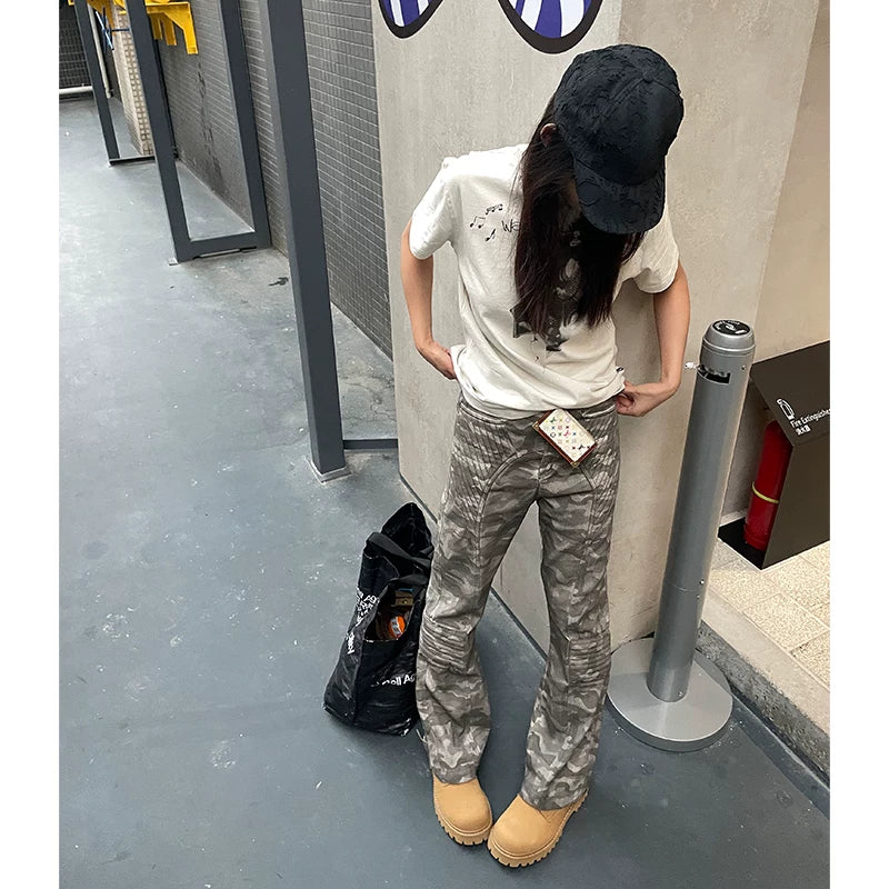 DND4DES Waste Soil Wind Original Heavy Industry Used Mud Stained Camouflage Work Pants Straight Tube Micro Pull