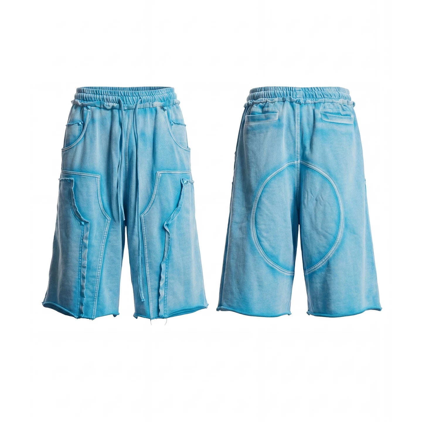 DND4DES American street casual deconstruction washed heavy-duty distressed cropped pants made of pure cotton shorts and loose sweatpants