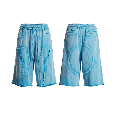 DND4DES American street casual deconstruction washed heavy-duty distressed cropped pants made of pure cotton shorts and loose sweatpants