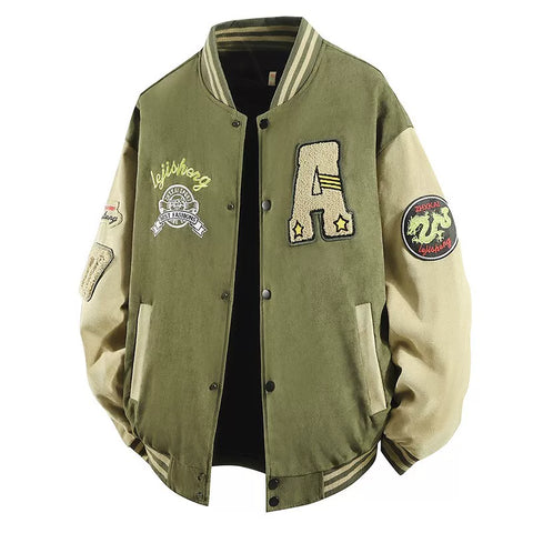 NASA联名美式麂皮绒棒球服男vintage春秋大码飞行员外套情侣夹克 (3)