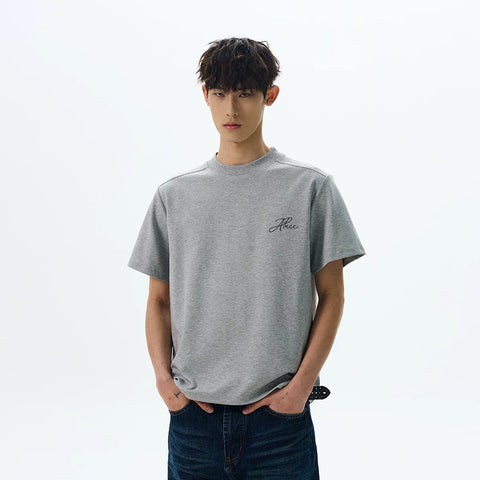 A PUEE original American retro cleanfit front shoulder basic short sleeved T-shirt with a high-end feel and versatile short top