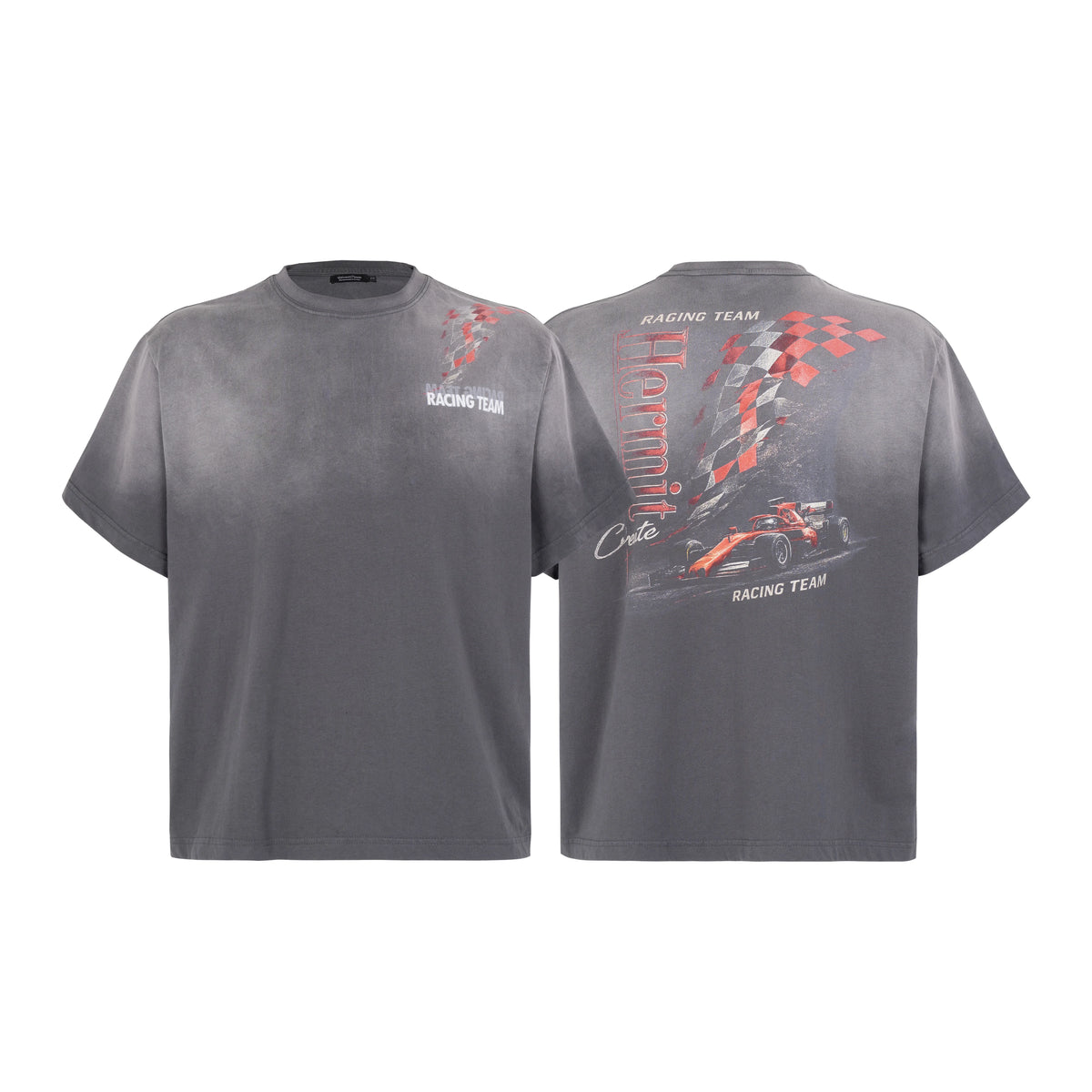 HC/HermitCreate Racing Series 5.0 Retro Washed Short Sleeve Creative Printed Boxy Edition T-shirt