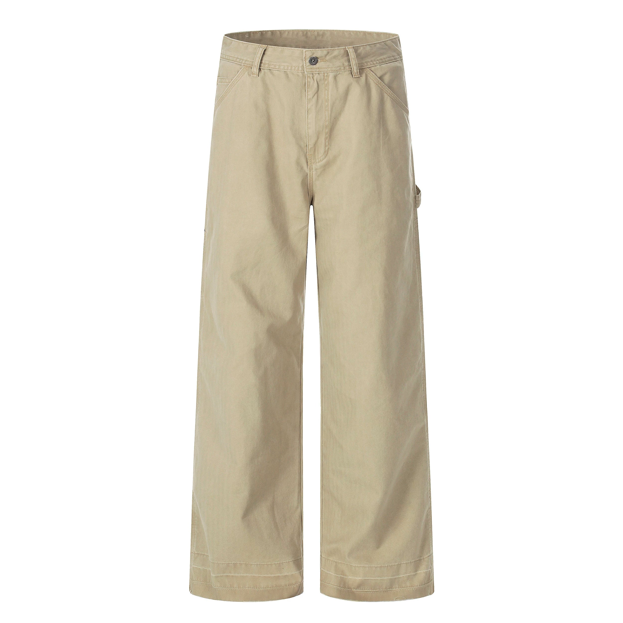 A PUEE retro American vintage vintage work pants with a high-end feel for couples, loose straight leg slimming casual pants