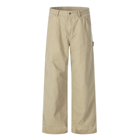 A PUEE retro American vintage vintage work pants with a high-end feel for couples, loose straight leg slimming casual pants
