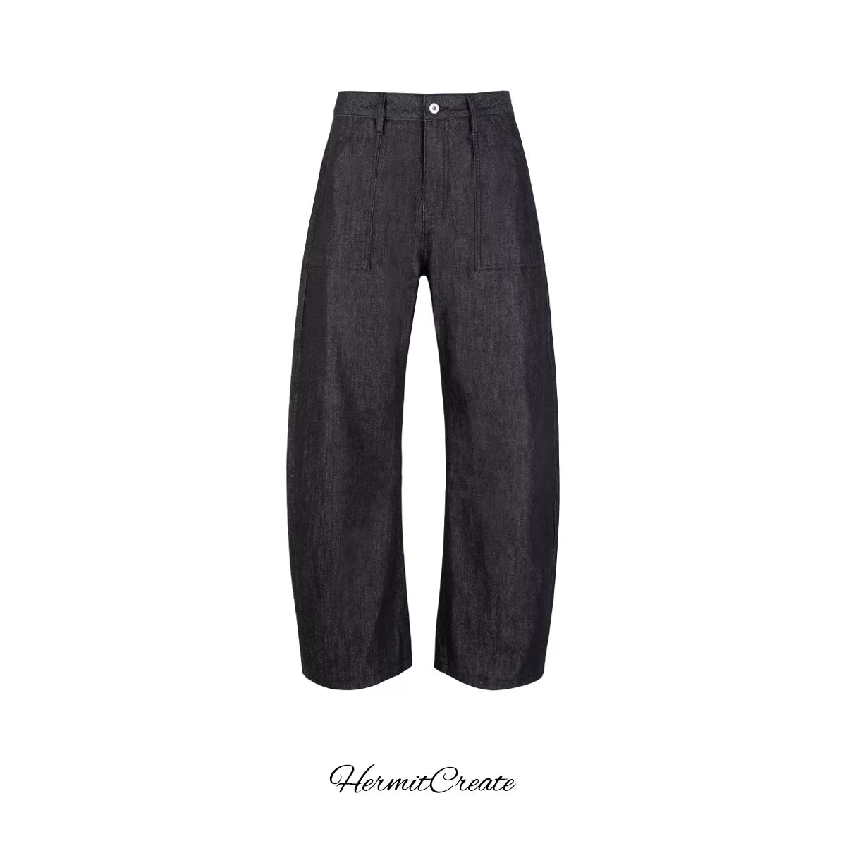 HC/HermitCreate curved blade silver wire original cow Baggy pants with deconstructive cutting design, versatile and loose fit