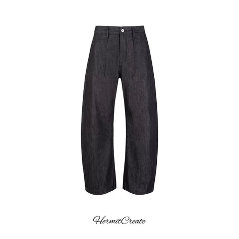 HC/HermitCreate curved blade silver wire original cow Baggy pants with deconstructive cutting design, versatile and loose fit