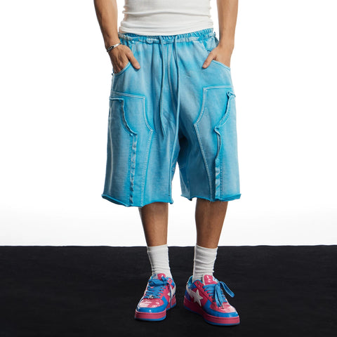 DND4DES American street casual deconstruction washed heavy-duty distressed cropped pants made of pure cotton shorts and loose sweatpants