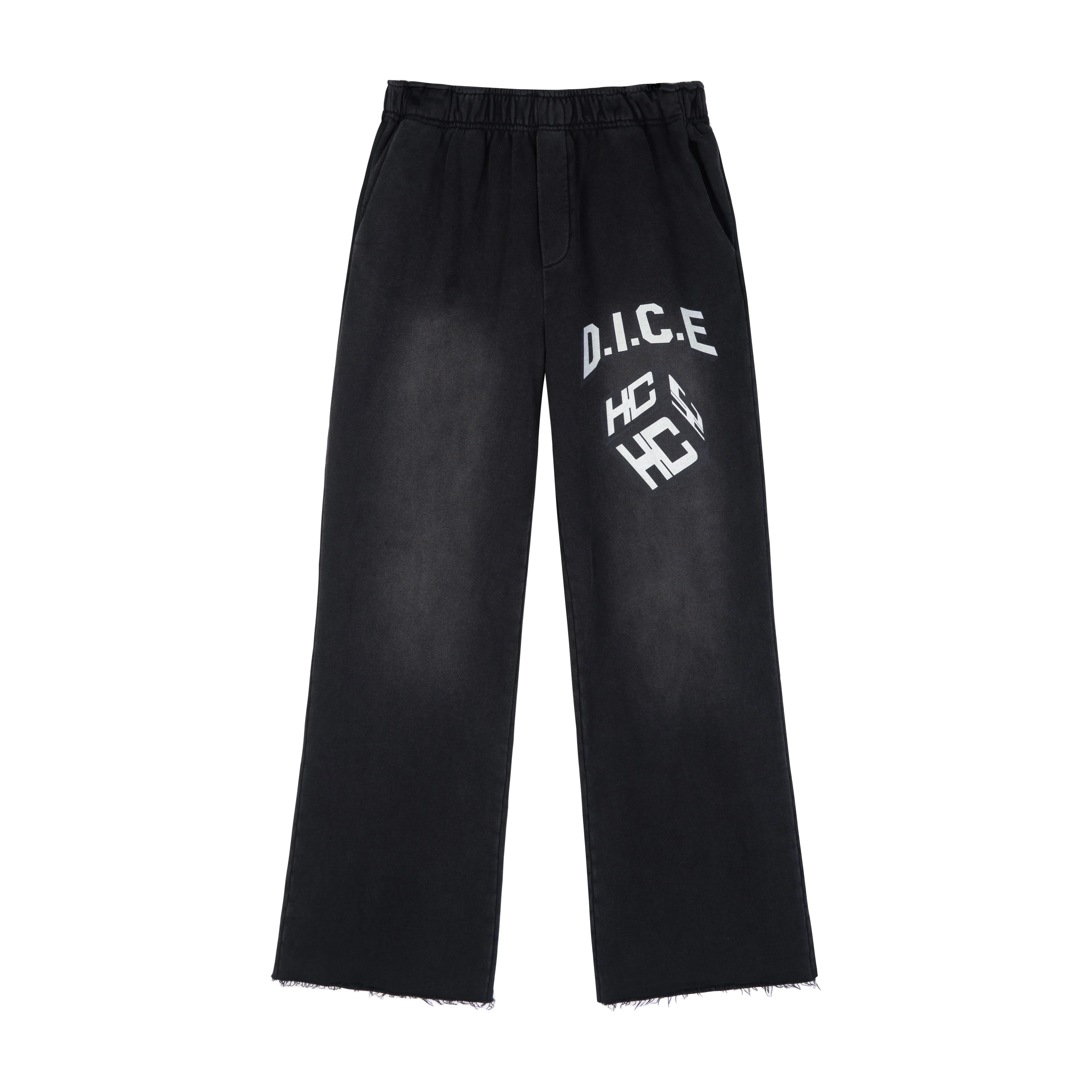 HC/HermitCreate Dice Pants Double Color Washed for Wear and Tear, Athletic Cotton Casual Loose Pants