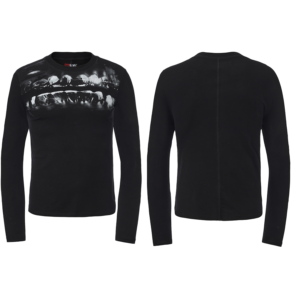 DND4DES dental drill, opium print, elastic slim fit wool blend, bottom layer, long sleeved T-shirt, ninja cuffs