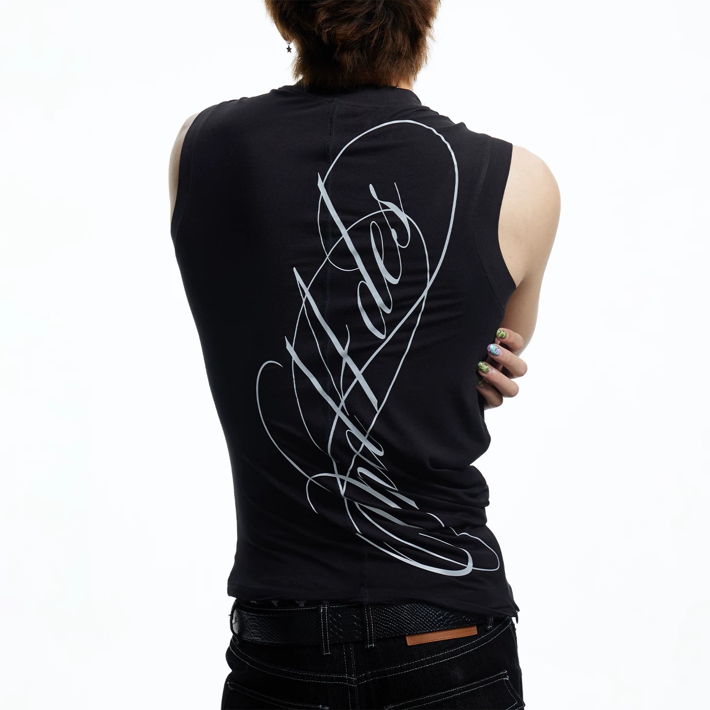 DND4DES American street style sleeveless vest with elastic slim fit printed American base top