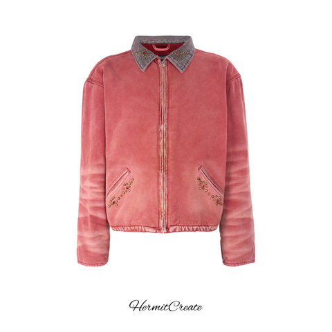 HC/HermitCreate washed rivet jacket made of old J97 fleece lining, street trend, autumn and winter thick style