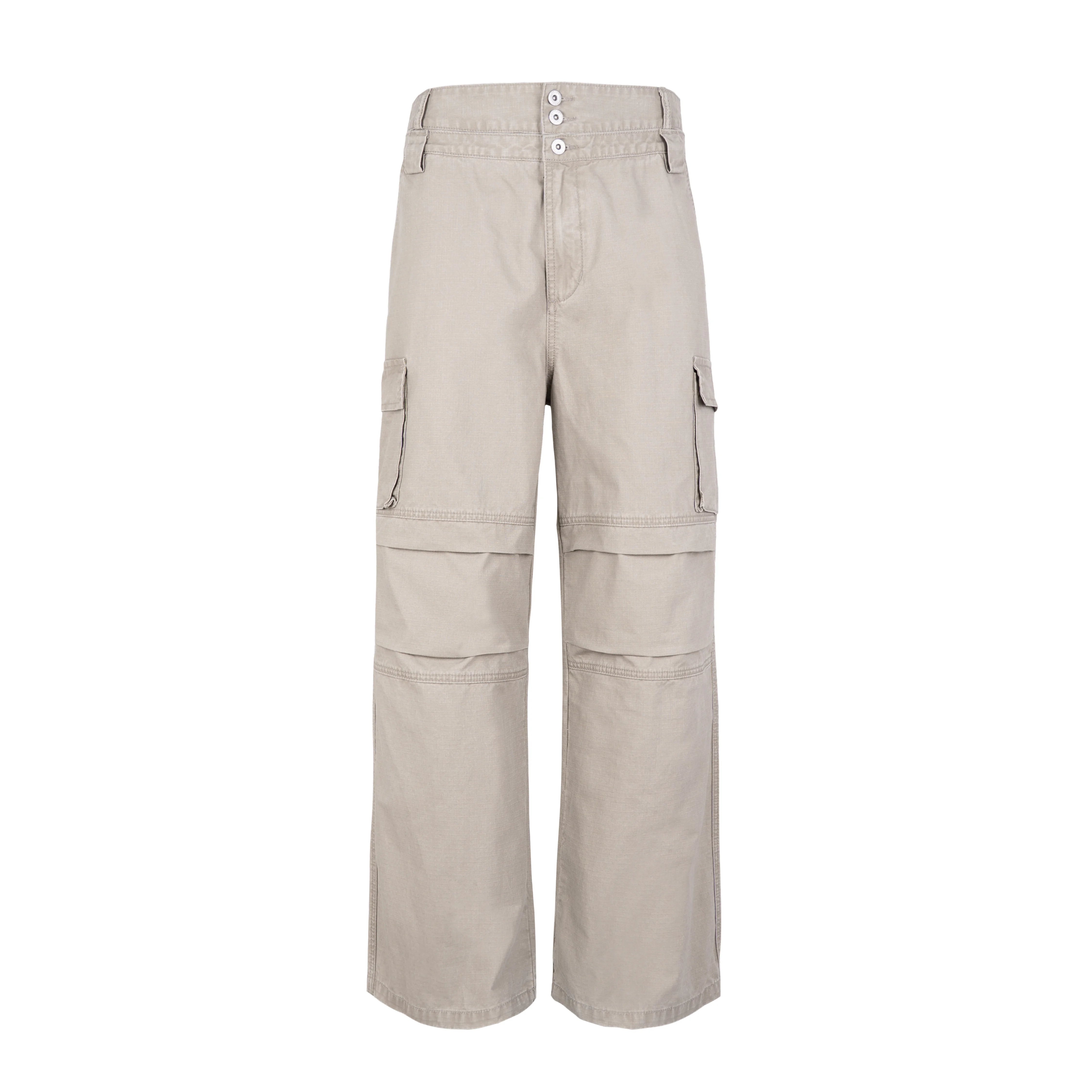 HC/HermitCreate Double Waist Folded Multi Pocket Washed Buckle Work Pants