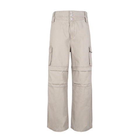 HC/HermitCreate Double Waist Folded Multi Pocket Washed Buckle Work Pants