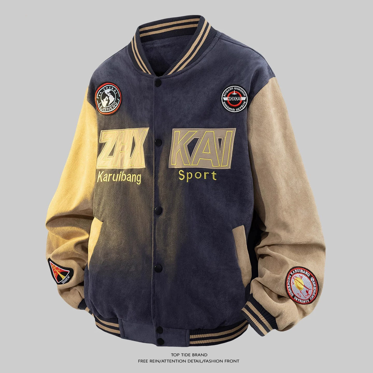 NASA联名美式麂皮绒棒球服男vintage春秋大码飞行员外套情侣夹克 (8)