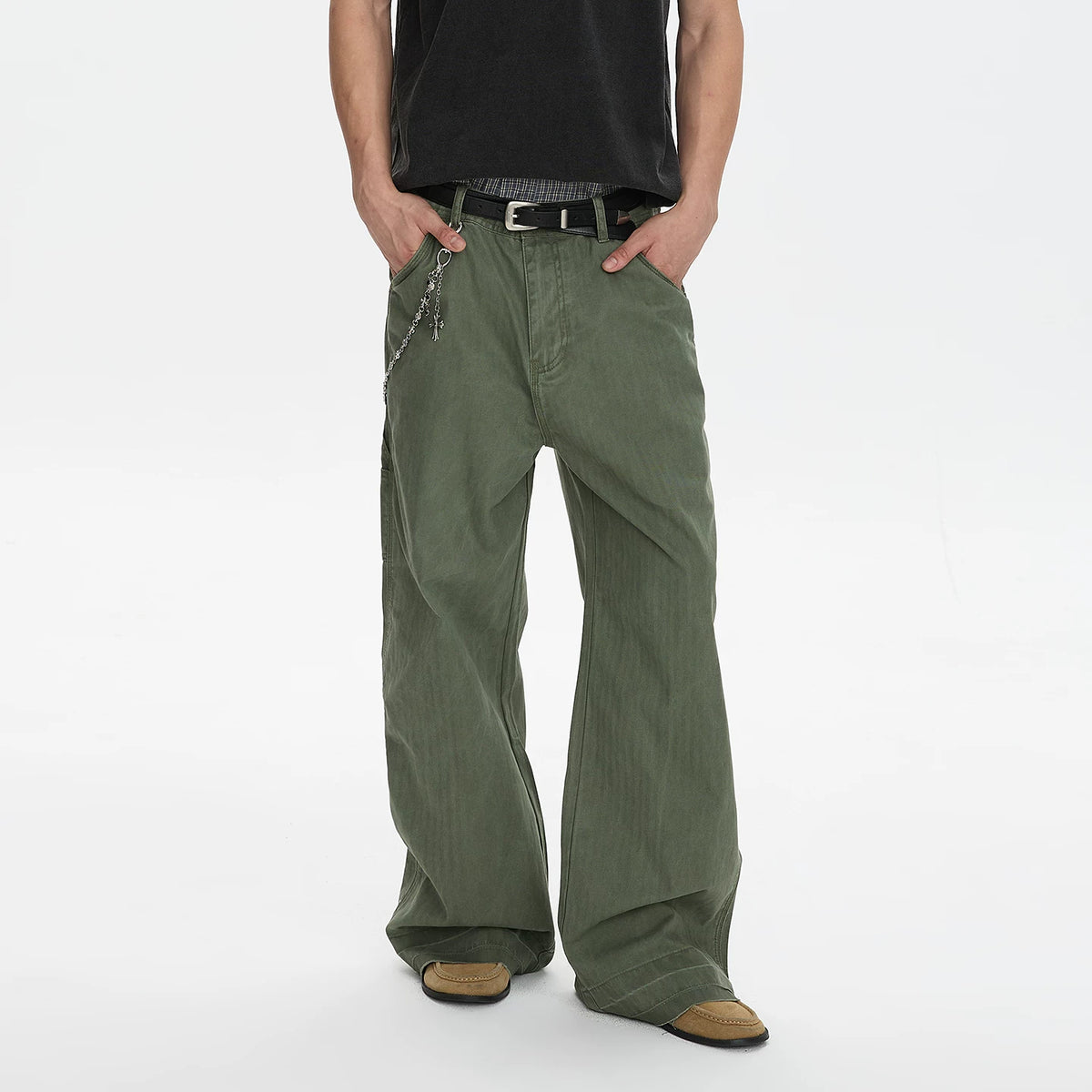 A PUEE retro American vintage vintage work pants with a high-end feel for couples, loose straight leg slimming casual pants