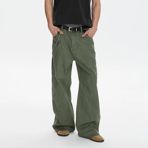 A PUEE retro American vintage vintage work pants with a high-end feel for couples, loose straight leg slimming casual pants