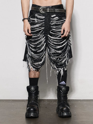 DND4DES/New Pants Band Same Style/American Street Heavy Industry Washed Knife Cut Jeans, Quarter Pants, Shorts