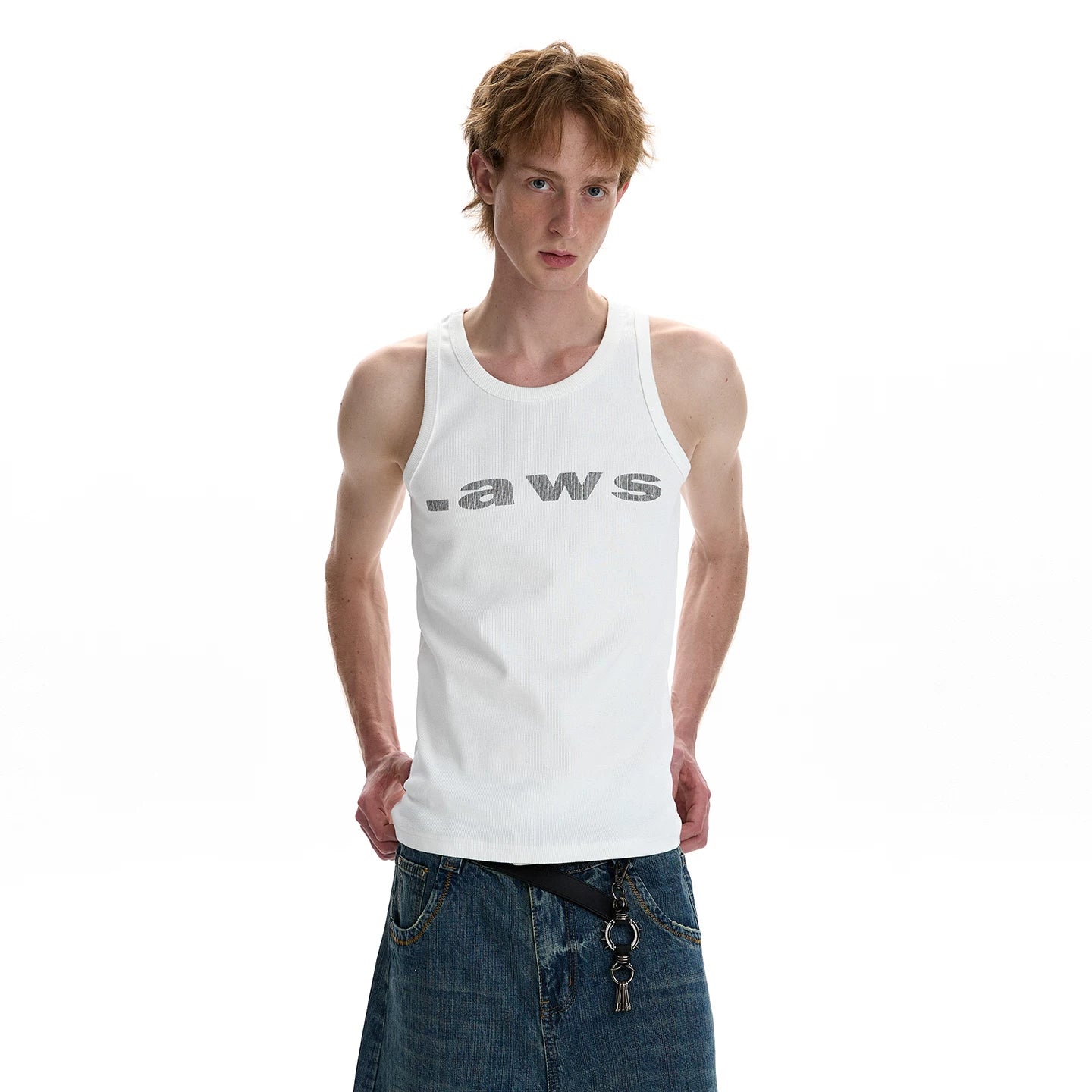 A PUEE thread letter printed tight fitting vest cleanfit minimalist casual summer breathable sweatshirt T-shirt trendy