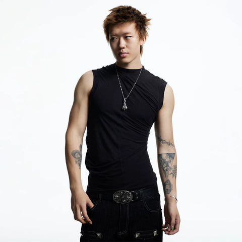 DND4DES American street style sleeveless vest with elastic slim fit printed American base top