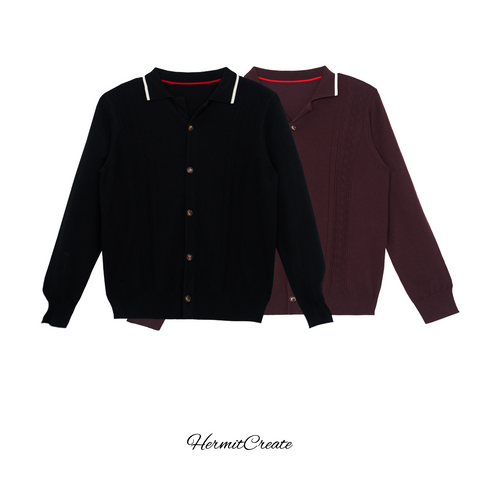 HC/HermitCreate Two tone Twisted Wool Cardigan Sweater Coat Old Money Cleanfit Versatile