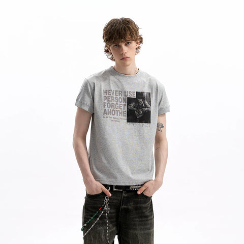 A PUEE American retro vintage vintage figure print short sleeved T-shirt boxy version shoulder short top