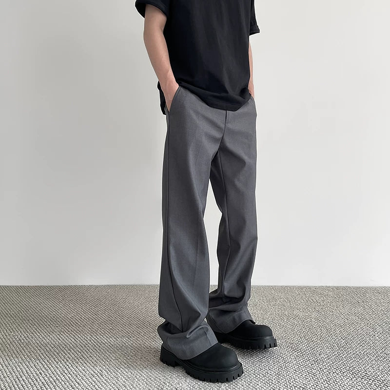 APUEE American High Street Cleanfit Silhouette Western Pants Black Casual Pants Men's and Women's Straight Leg Micro Pull Vibe Pants