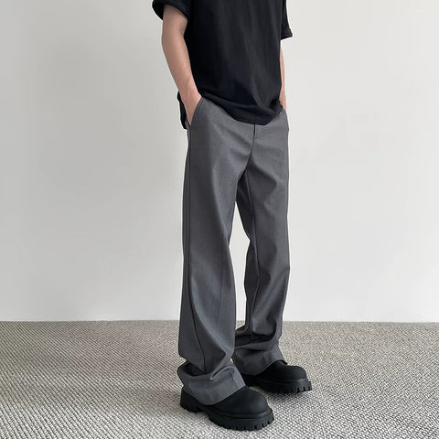 APUEE American High Street Cleanfit Silhouette Western Pants Black Casual Pants Men's and Women's Straight Leg Micro Pull Vibe Pants