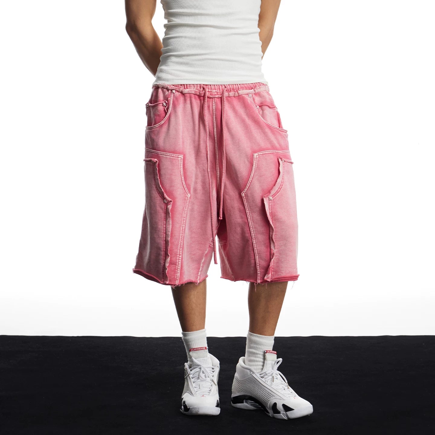 DND4DES American street casual deconstruction washed heavy-duty distressed cropped pants made of pure cotton shorts and loose sweatpants